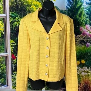 St. John Yellow Textured Cardigan Ladies Size 10. #1328